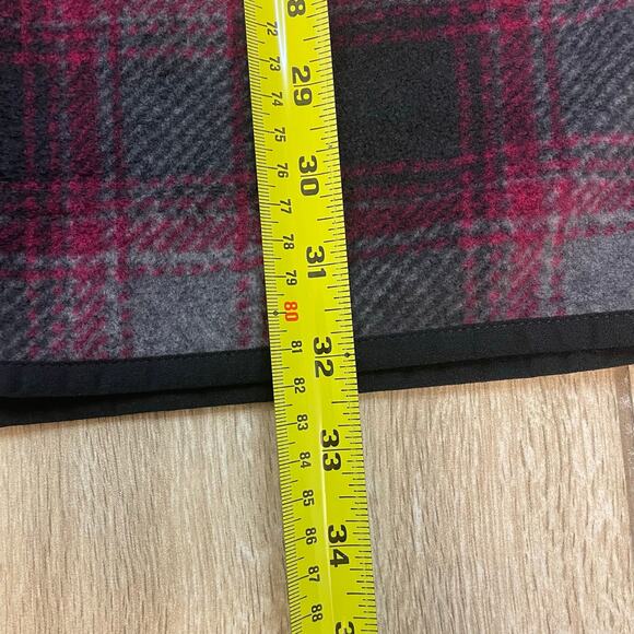 Denim & Co Plaid Fleece Poncho Top 2X/3X Red Black Pullover Plaid Cape QVC NWT - Picture 6 of 10